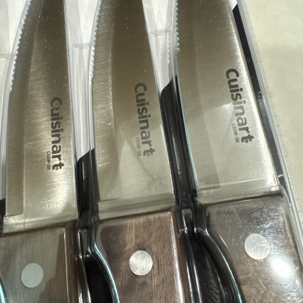 Cuisinart Advantage Steak Knives Triple Rivet Walnut handle Set of 6 NEW